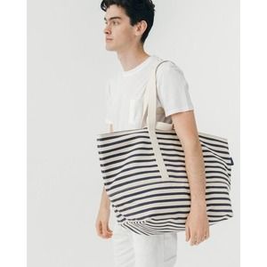 Baggu Sailor Stripe Ivory/Navy Weekender Xtra Large Top Zip